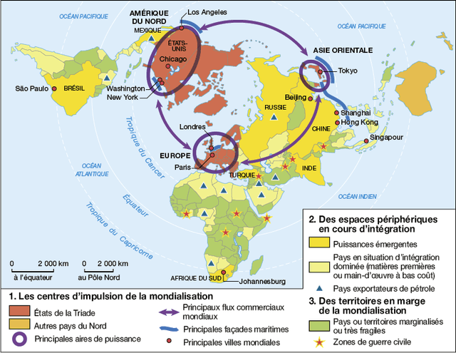 Des territoires inégalement intégrés à la mondialisation - cours d'histoire, prépa au Bac