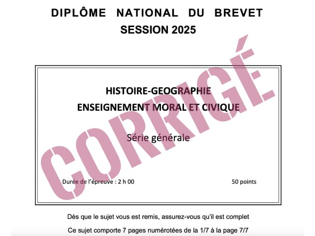 [Brevet 2025] - épreuve d'Histoire Géographie et EMC