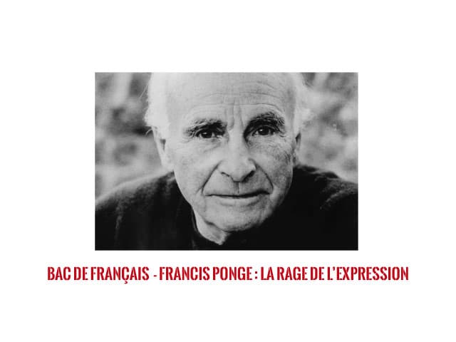 Corrigé bac français : Ponge, La rage de l'expression